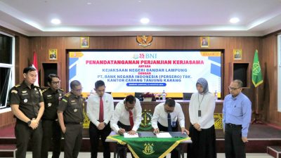 Kejari Bandar Lampung Tandatangani Perjanjian Kerjasama Bidang Datun dengan PT BNI Kacab Tanjung Karang