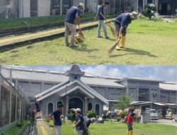 Wujudkan Lingkungan Sehat, Lapas Narkotika Bandar Lampung Gelar Kerja Bakti Bersama Warga Binaan