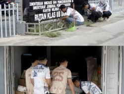 Semangat Gotong Royong, Jajaran Rutan Dumai Kompak Percantik Lingkungan Kantor